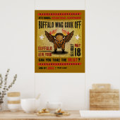 Buffalo, NY - Fire Hot Buffalo Wing Cook-off Poster (Keuken)