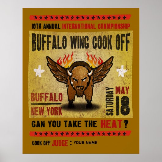 Buffalo, NY - Fire Hot Buffalo Wing Cook-off Poster (Voorkant)