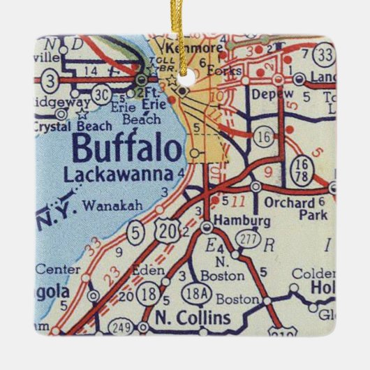 Buffalo NY kaart Keramisch Ornament (Voorkant)