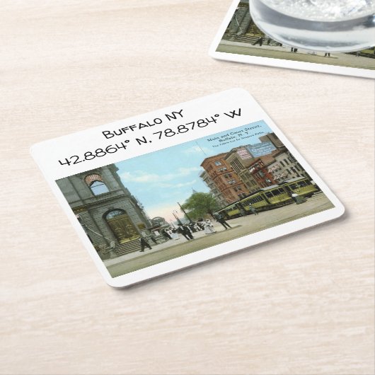Buffalo NY Map Coördineert  stijl Kartonnen Onderzetters (Schuin)