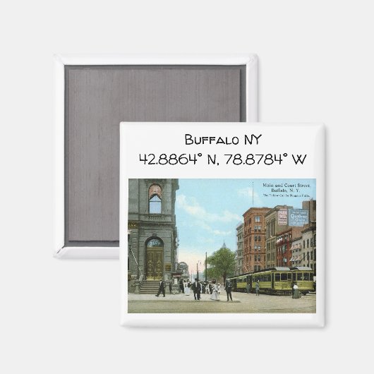 Buffalo NY Map Coördineert  stijl Magneet (Voorkant / Achterkant)
