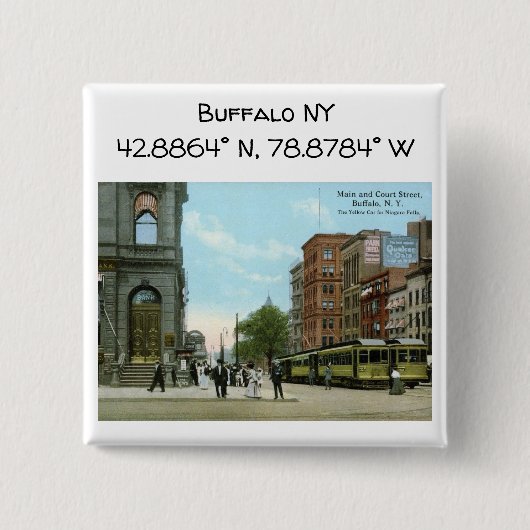 Buffalo NY Map Coördineert  stijl Vierkante Button 5,1 Cm (Voorkant)
