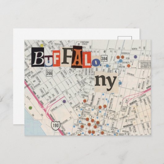 Buffalo NY Maps Collage Briefkaart 35 (Voorkant / Achterkant)