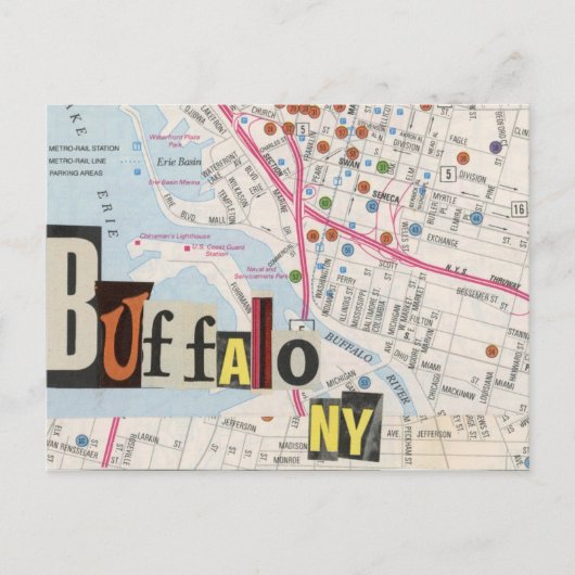 Buffalo NY Maps Collage briefkaart 36 (Voorkant)