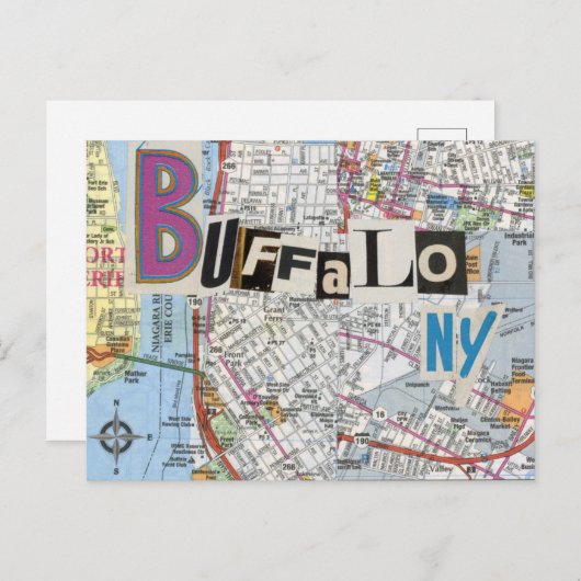 Buffalo NY Maps Collage briefkaart 37 (Voorkant / Achterkant)