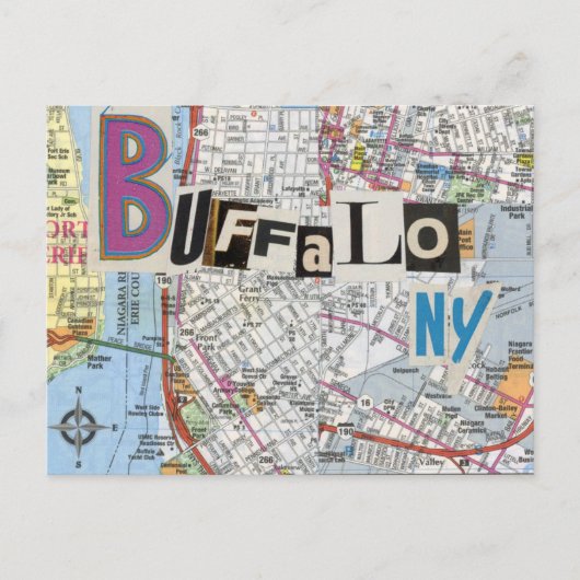 Buffalo NY Maps Collage briefkaart 37 (Voorkant)
