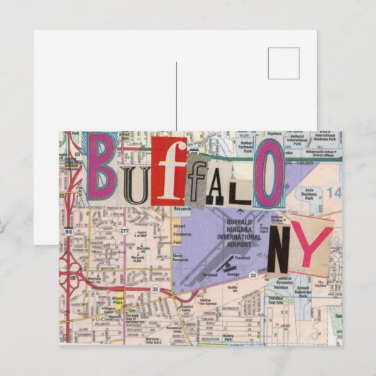 Buffalo NY Maps Collage briefkaart 38 (Voorkant / Achterkant)