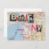 Buffalo NY Maps Collage briefkaart 39 (Voorkant / Achterkant)
