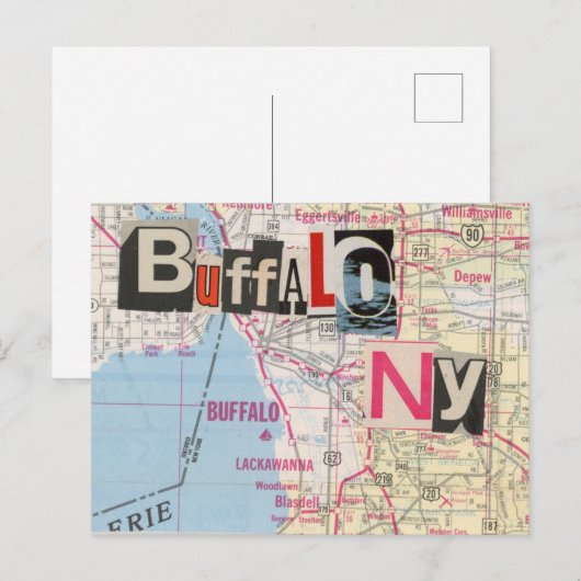 Buffalo NY Maps Collage briefkaart 39 (Voorkant / Achterkant)