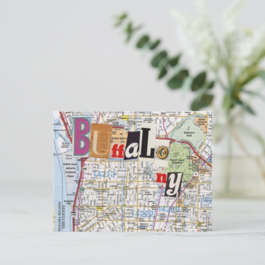 Buffalo NY Maps Collage briefkaart 40 (Staand voorkant)