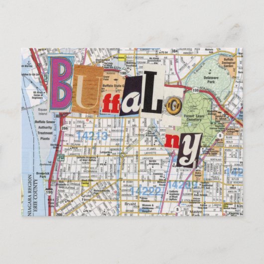 Buffalo NY Maps Collage briefkaart 40 (Voorkant)