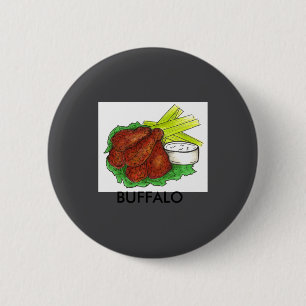 Buffalo Ny New York Hete Bbq Kippenvleugels Bleeks Ronde Button 5,7 Cm