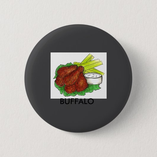 Buffalo Ny New York Hete Bbq Kippenvleugels Bleeks Ronde Button 5,7 Cm (Voorkant)