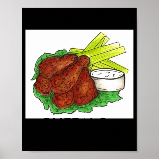 Buffalo Ny New York Hot Bbq Chicken Wings Celery _ Poster (Voorkant)