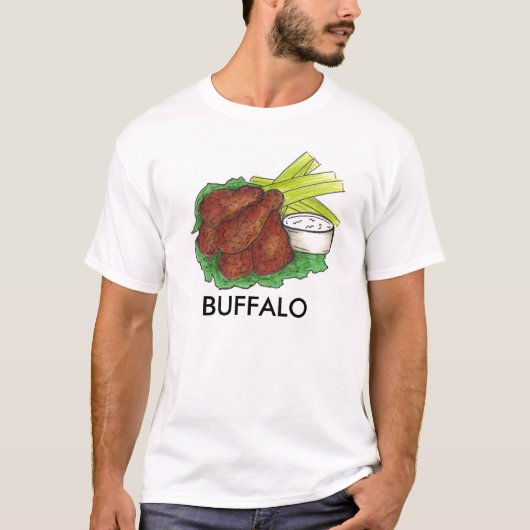 Buffalo NY New York Hot BBQ Chicken Wings Celery T-shirt (Voorkant)