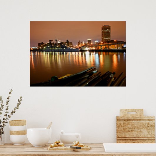 Buffalo, NY 's nachts Poster (Keuken)