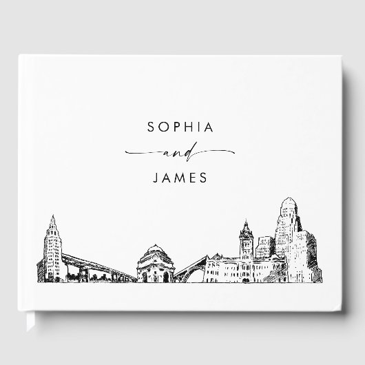 Buffalo NY Skyline Bruiloft Gastenboek (Voorkant)
