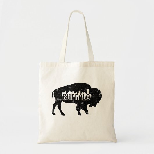 Buffalo NY Skyline vervormd Tote Bag (Voorkant)