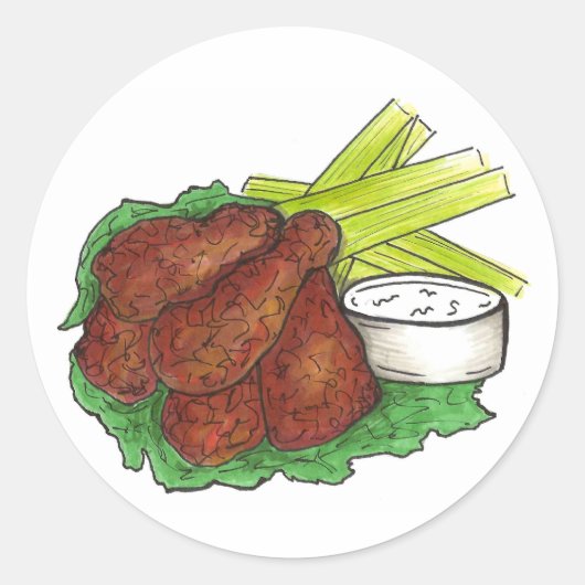 Buffalo NY Spicy Chicken Wings Blue Cheese Ronde Sticker (Voorkant)