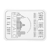 Buffalo NY Wedding Stylized Skyline sparen de Datu Magneet (Horizontaal)