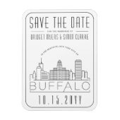 Buffalo NY Wedding Stylized Skyline sparen de Datu Magneet (Verticaal)