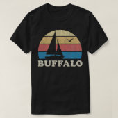 Buffalo NY  Zeilboot 70s Throwback Zonsondergang T-shirt (Design voorkant)