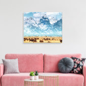 Buffalo onder het Grand Teton-gebergte Canvas Afdruk (Insitu (Woonkamer))