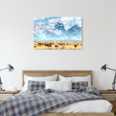 Buffalo onder het Grand Teton-gebergte Canvas Afdruk (Insitu (Slaapkamer))