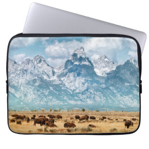 Buffalo onder het Grand Teton-gebergte Laptop Sleeve