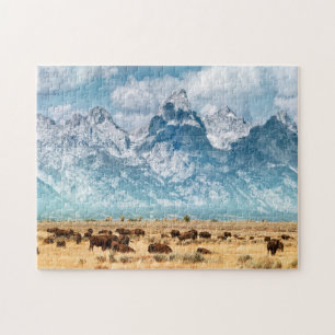 Buffalo onder het Grand Teton-gebergte Legpuzzel