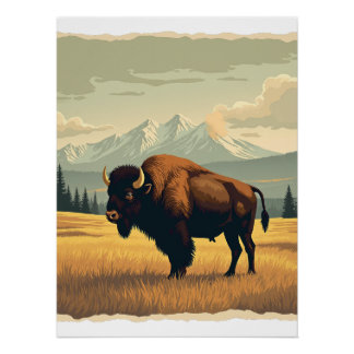 Buffalo op de vlakte poster
