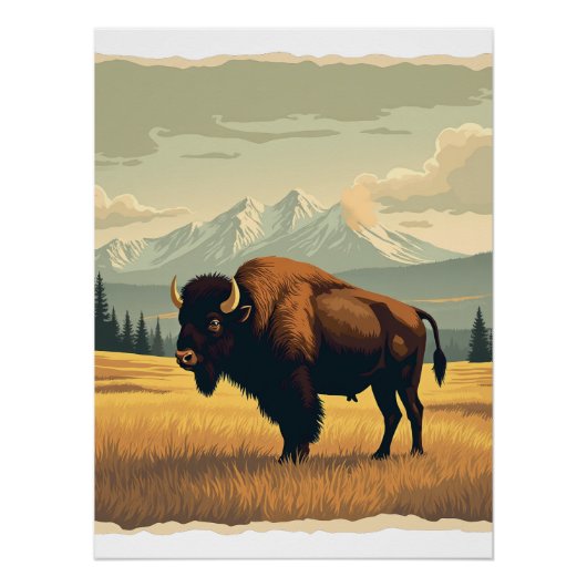 Buffalo op de vlakte poster (Voorkant)