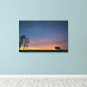 Buffalo op Sunset in Elk Island National Park Canvas Afdruk (Insitu (Houten vloer))