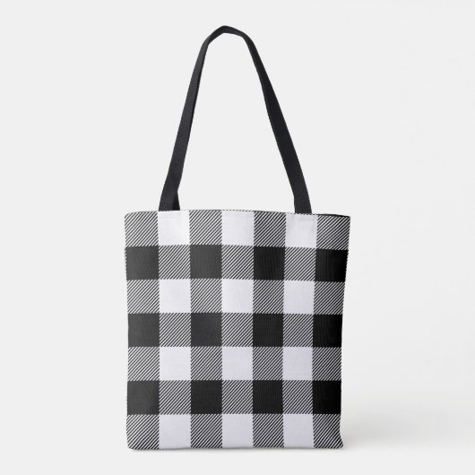 Buffalo Pattern Monogram Holiday Black en White Tote Bag (Achterkant)