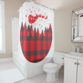 Buffalo-peeskerstman en -slee douchegordijn (In situ)