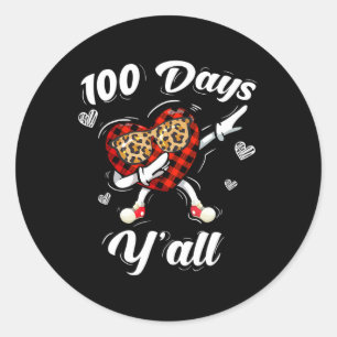 Buffalo Plaid 100 dagen Y'all van School Dabbing H Ronde Sticker
