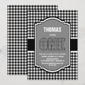 Buffalo Plaid 1e verjaardag Kaart (Voorkant / Achterkant)