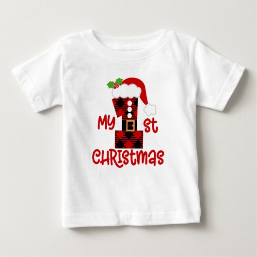Buffalo plaid 1st Eerste Kerstfeest t-shirt (Voorkant)