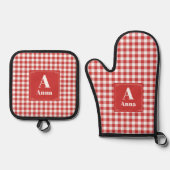 Buffalo Plaid aangepaste Monogrammed Modern Ovenwant & Pannenlap Set (Voorkant)
