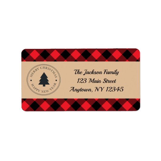 Buffalo Plaid Address Labels (Voorkant)