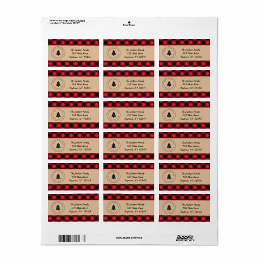 Buffalo Plaid Address Labels (Full Sheet)