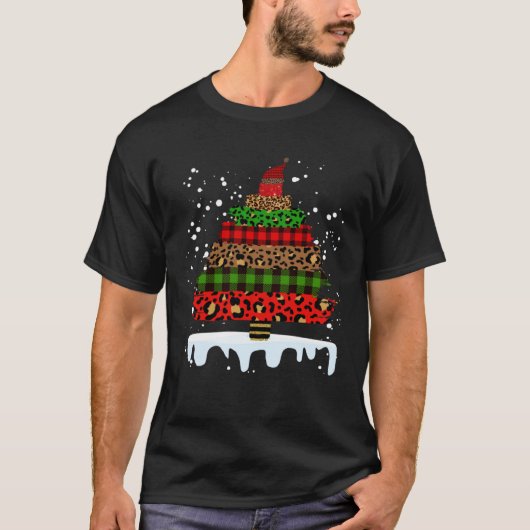 Buffalo Plaid and Leopard Christmas Tree 1 T-shirt (Voorkant)