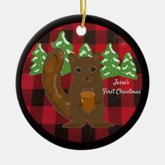 Buffalo Plaid Baby Eerste Kerstmis Ornament (Voorkant)