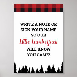 Buffalo Plaid Baby Shower Gastengastenboek Sign Pr Poster