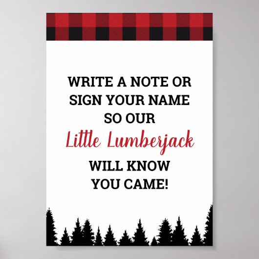 Buffalo Plaid Baby Shower Gastensignatuur Afdruk Poster (Voorkant)