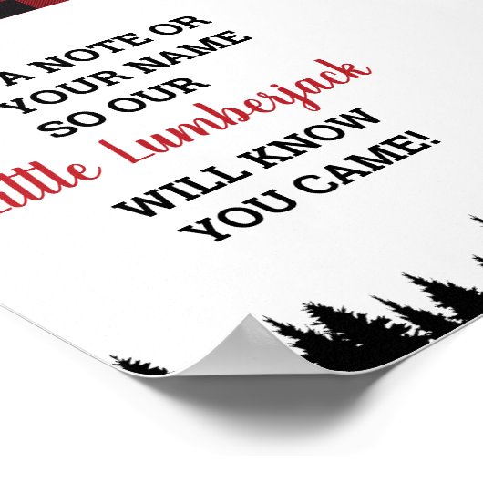 Buffalo Plaid Baby Shower Gastensignatuur Afdruk Poster (Hoek)