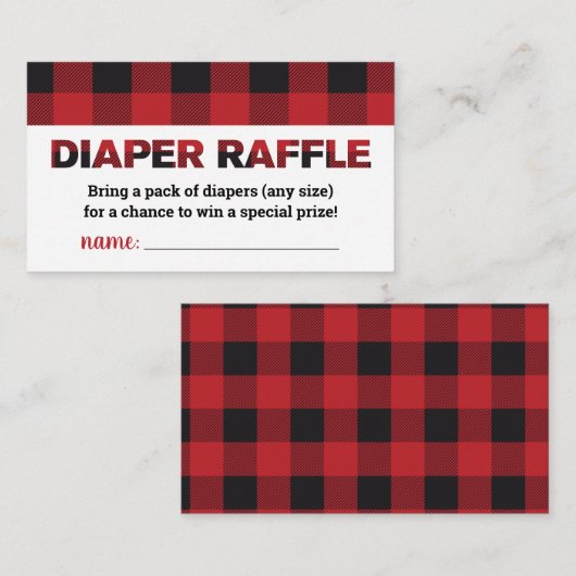 Buffalo Plaid Baby shower Luier Raffle Kaart (Voorkant / Achterkant)
