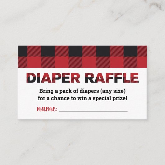 Buffalo Plaid Baby shower Luier Raffle Kaart (Voorkant)