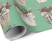 Buffalo Plaid Basket | Boerderij Kerstmis Cadeaupapier (Rol Hoek)