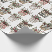 Buffalo Plaid Basket | Boerderij Kerstmis Cadeaupapier (Hoek)